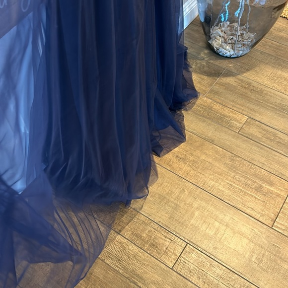 Mori Lee strapless formal gown in blue navy. Perfect condition. - Picture 4 of 14